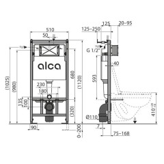 Инсталляция для унитазов Alcaplast AM101/1120-3:1 RU M71-0001 3 в 1 кнопка смыва хром