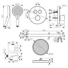 Душевая система скрытого монтажа KAISER Sano 08277 с термостатом