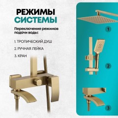 Душевая система Grocenberg GB7007-1 матовое золото