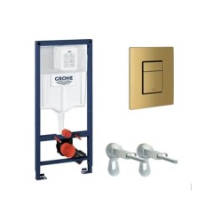 Инсталляция GROHE Rapid SL 38772001, с кнопкой смыва золото матовое 38732GN0 + Унитаз Tece TECEspring Model R 9700998 безободковый, с сиденьем микролифт