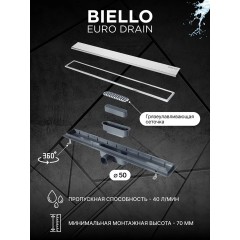 Душевой лоток Pestan BIELLO 850 комбинированный, хром матовый 13300017