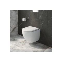 Унитаз подвесной безободковый с сиденьем и смывом TORNADO BelBagno UNO-TOR BB5177CH-TOR/SC