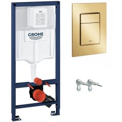 Инсталляция для унитаза GROHE Rapid SL 38772001, с кнопкой смыва золото матовое 38732GN0 3 в 1