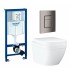 Инсталляция GROHE Rapid SL 38772001, с кнопкой смыва никель матовый 38732EN0 + Унитаз подвесной GROHE Euro Ceramic 39206000