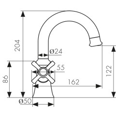 Смеситель KAISER Carlson Lux для раковины крест керамика 11211