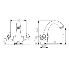 Смеситель KAISER Carlson Style для раковины 44311