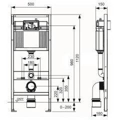 Инсталляция для унитаза TECE TECEprofil 9400407 застенный модуль (h = 1120 мм)