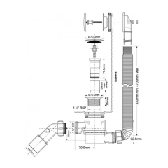 Сифон для ванны автомат McAlpine MRB11, click-clack (cлив-перелив)