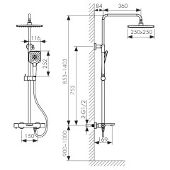 Душевая система KAISER Serio 05382-15 с термостатом