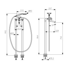 Смеситель KAISER Trio для ванны 57222