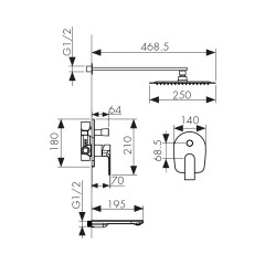 Душевая система KAISER Liniear 59077 скрытого монтажа