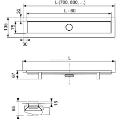 Комплект TECElinus для монтажа дренажного канала 2 в 1, с основой для плитки “tile” и “steel”, с мембраной 700 мм, 15103079