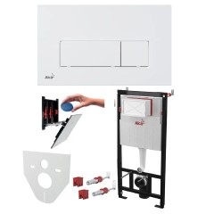 Инсталляция для унитазов Alcaplast AM101/1120-4:1 RU M570-0001 4 в 1 с белой кнопкой смыва и шумоизоляцией