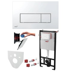 Инсталляция для унитазов Alcaplast AM101/1120-4:1 RU M571-0001 4 в 1 с кнопкой смыва хром и шумоизоляцией