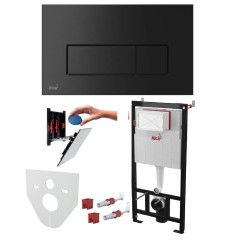 Инсталляция для унитазов Alcaplast AM101/1120-4:1 RU M578-0001 4 в 1 с черной кнопкой смыва и шумоизоляцией