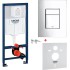 Инсталляция GROHE Rapid SL 38775001, 4 в 1 с кнопкой смыв + Унитаз подвесной GROHE Euro Ceramic, 39206000