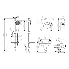 Комплект д/ванной KAISER County (55011+55022+стойка KS-110) 5500К