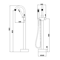 Смеситель для ванны напольный VIEIR V403534 хром