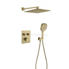 Душевая система скрытого монтажа Grocenberg GB5040 золото матовый с Термостатом Vernet (Франция)