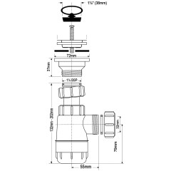 Сифон для раковины универсальный McALPINE MRW2L 32 мм (1 1/4 )