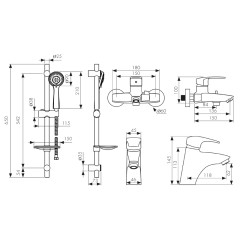 Комплект д/ванной KAISER Guss (68011+68022+стойка R1100) 6800К