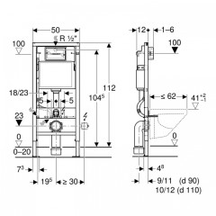 Инсталляция для унитаза Geberit Duofix 458.128.21.1 смывной бачок Delta 12 см, смывная клавиша Delta 51 (хром) + унитаз Fubini FB001 VICTORIA безободковый