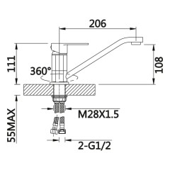 Смеситель для кухни VIEIR V113521С