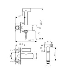 Смеситель KAISER Estilo 62188 встроенный для биде с душем