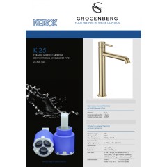 Смеситель для раковины высокий Grocenberg GB3029 золотой брашированный