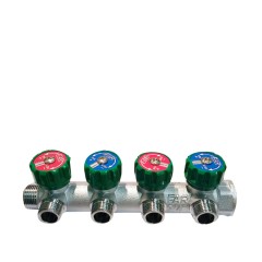 Коллектор FAR FK 3824 3412TP регулирующий проходной ВР-НР 3/4 х1/2 с 4 отводами