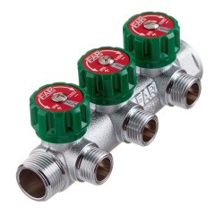 Коллектор FAR FK 3822 3412TP регулирующий проходной ВР-НР 3/4 х1/2 с 3 отводами