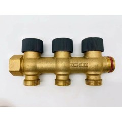 Регулирующий проходной коллектор Zeissler 3/4 х3/4 с 3 отводами ZSc.403.0503E