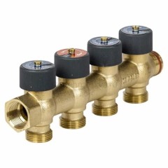 Регулирующий проходной коллектор Zeissler 3/4 х3/4 с 4 отводами ZSc.403.0504E