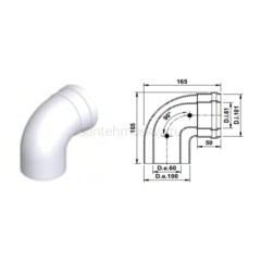 Угол коаксиальный Termica 90° 60/100 мм COU690