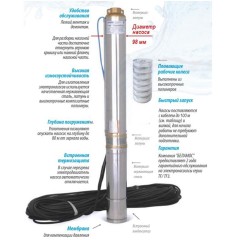 Скважинный центробежный насос Belamos TF-150 83 л/мин, Н-155 м, Ø-4 , каб.1.5 м