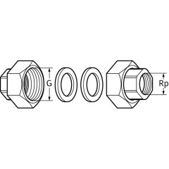 Комплект чугунных гаек UNION KIT 2 х 1 1/4 F (547121070)