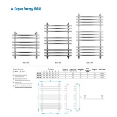 Водяной полотенцесушитель Energy Ideal 800x500 хром, подключение нижнее, без полки (EWTRIDEAL0805000000)