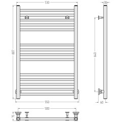 Водяной полотенцесушитель Сунержа Модус 800x500 00-0250-8050