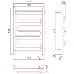 Электрический полотенцесушитель Сунержа Элегия 2.0 800x500 МЭМ 00-5219-8050