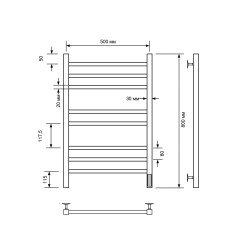 Полотенцесушитель электрический Comfysan Pioli-K EC-8 800х500 черный матовый