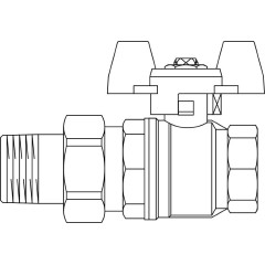 Кран шаровый 1 1/4 НГ с американкой маховик из алюминия Optibal Oventrop