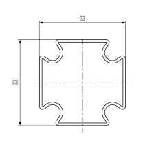Профиль алюминиевый силовой, конструкционный, RIVO 33х33х1 мм, в штангах 4 м
