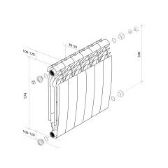 Радиатор биметаллический Royal Thermo Biliner 350 - 10 секций, Bianco Traffico с боковым подключением