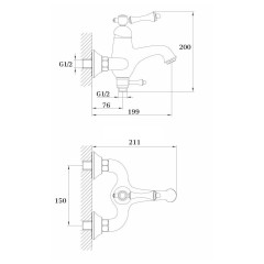 Смеситель для ванны (душевой набор) Ganzer GZ-77031-D SEVERIN, бронза