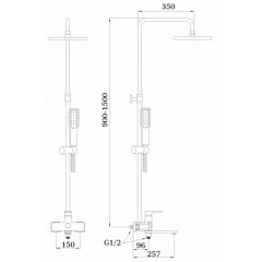 Душевая система Ganzer, рейлинг GZ28061, хром