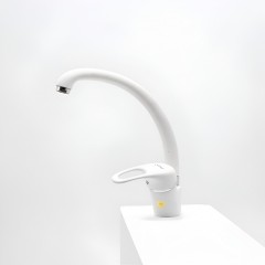 Смеситель для кухни, высокий Ganzer GZ08023-1G, белый с черным вкраплением