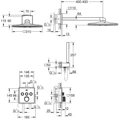 Душевой комплект Grohe Grohtherm SmartControl 34706000 с внутренней частью