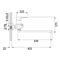 Смеситель для ванны (душевой набор) Ganzer GZ10041 MENNO, c длинным гусаком