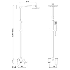 Душевая система Ganzer, рейлинг GZ44061-F, белый