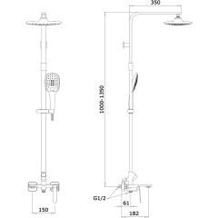 Душевая система Ganzer, рейлинг GZ26061-F, хром/белый